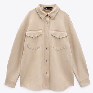 Faux Suede Longline Overshirt